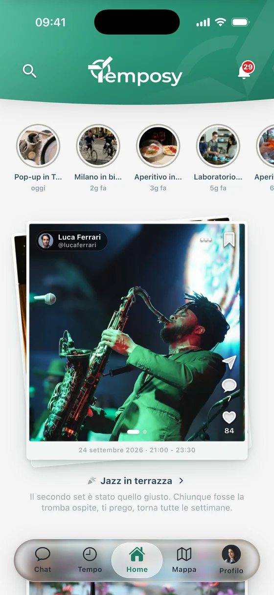 La Home dell'app Temposy