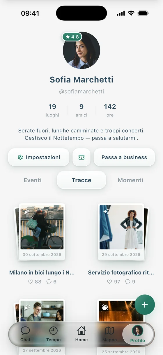 Il profilo nell'app Temposy