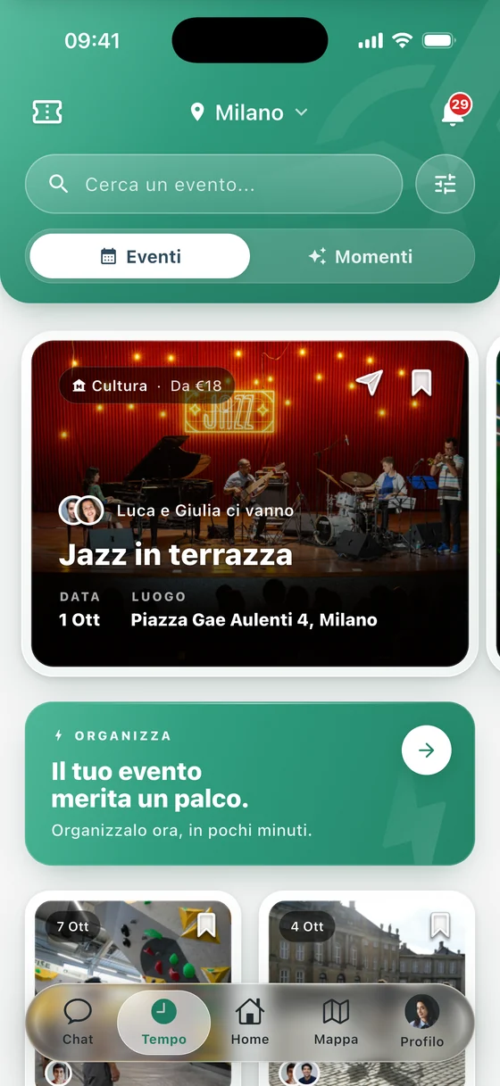 La scheda Tempo dell'app Temposy